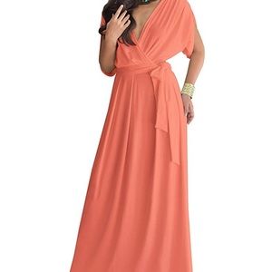 cute coral maxi dress with droopy sleeves